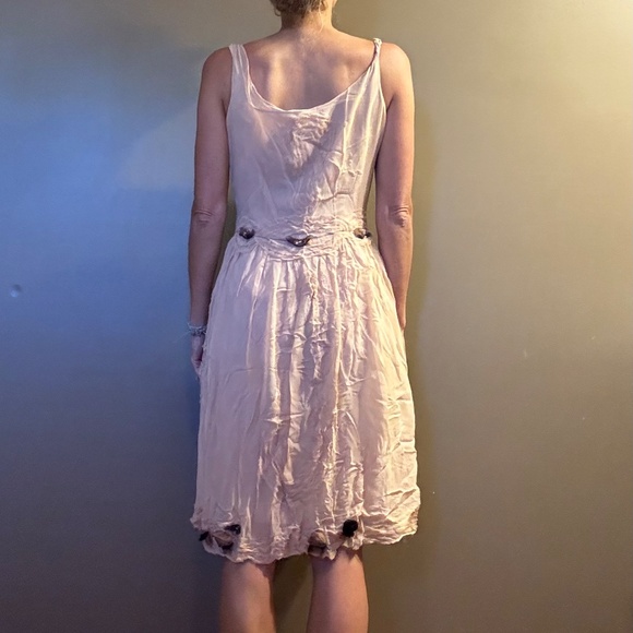 Pale Peach Embroidered Silk Dress Size M - Picture 5 of 6